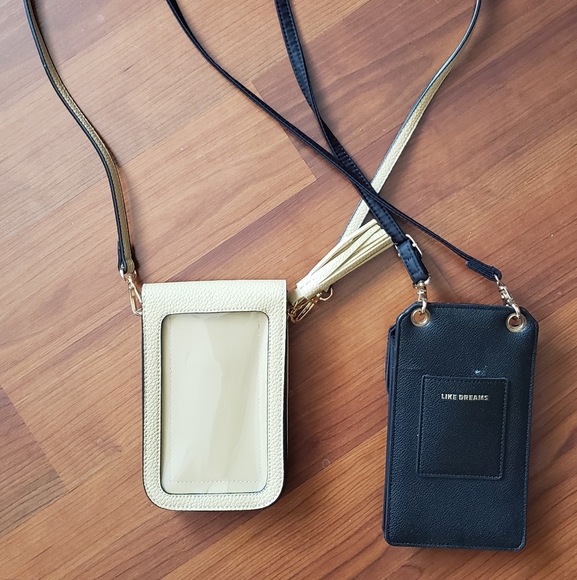 LIKE NEW Unbranded Lot of 2 Cell Phone Bags 1 Cream, 1 Black, both with straps! - Picture 2 of 5